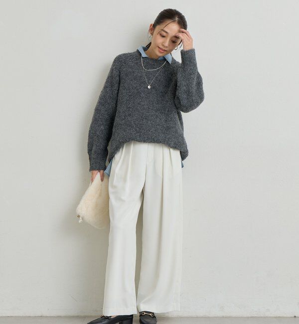  「《ふんわり暖か》アルパカタッチラグランニット」|ニット・セーター|