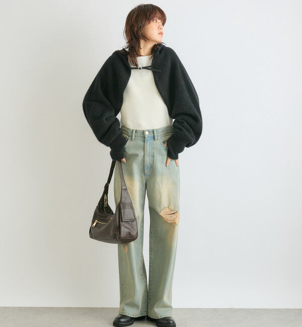  「【MONN.:.(モン)】ハイライズダメージDENIM」|デニム|