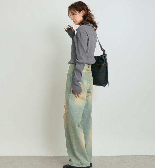  「【MONN.:.(モン)】ハイライズダメージDENIM」|デニム|