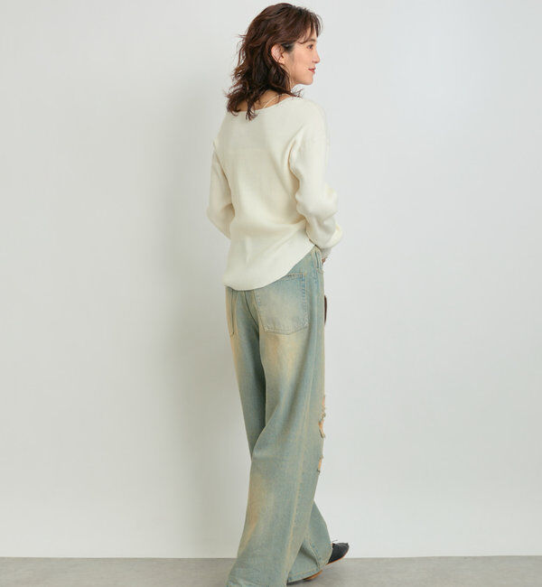  「【MONN.:.(モン)】ハイライズダメージDENIM」|デニム|