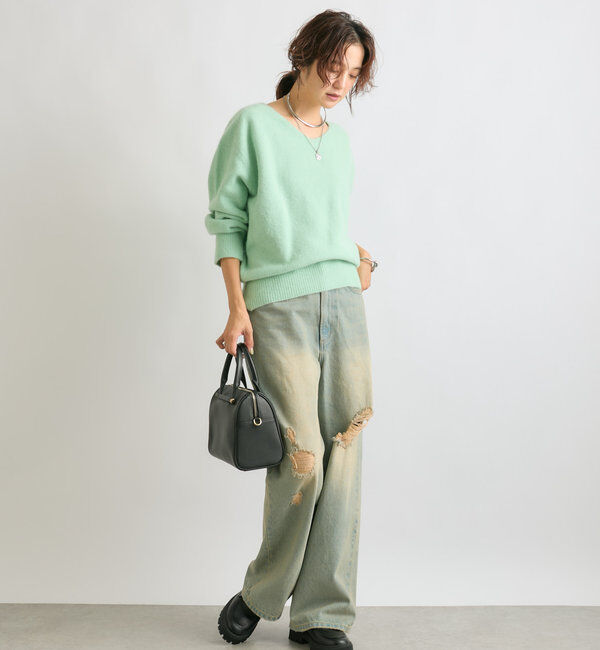  「【MONN.:.(モン)】ハイライズダメージDENIM」|デニム|