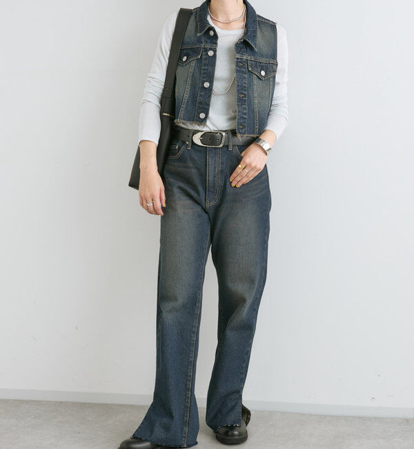  「【MONN.:.(モン)】ショートデニムベスト」|ベスト・ジレ|