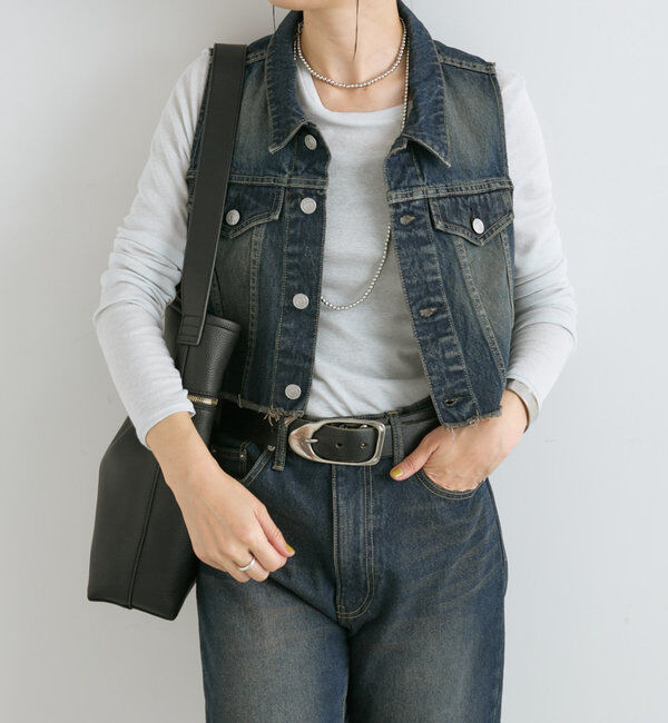  「【MONN.:.(モン)】ショートデニムベスト」|ベスト・ジレ|