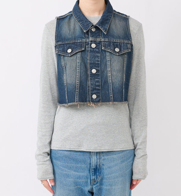  「【MONN.:.(モン)】ショートデニムベスト」|ベスト・ジレ|