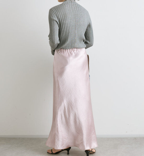  「【華やかな光沢感】ワッシャーサテンバイアススカート」|スカート|