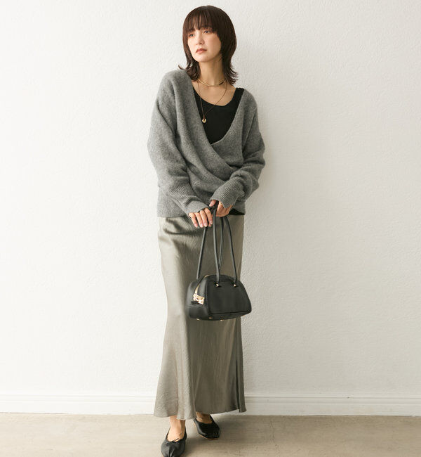  「【華やかな光沢感】ワッシャーサテンバイアススカート」|スカート|