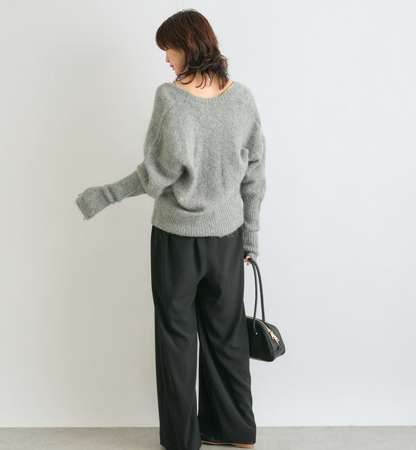  「【女性らしいシルエット】アルパカUネックニット」|ニット・セーター|