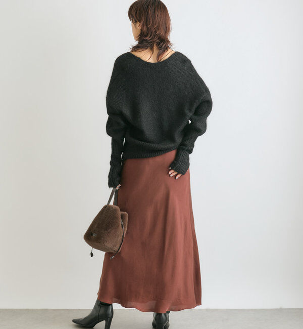  「【女性らしいシルエット】アルパカUネックニット」|ニット・セーター|