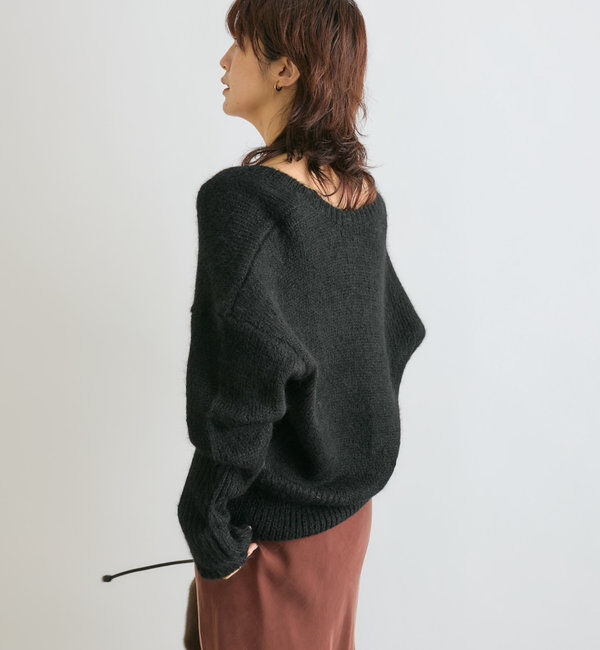  「【女性らしいシルエット】アルパカUネックニット」|ニット・セーター|