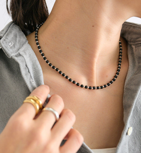  「【首元に存在感をプラス】ボールショートネックレス」|リング|