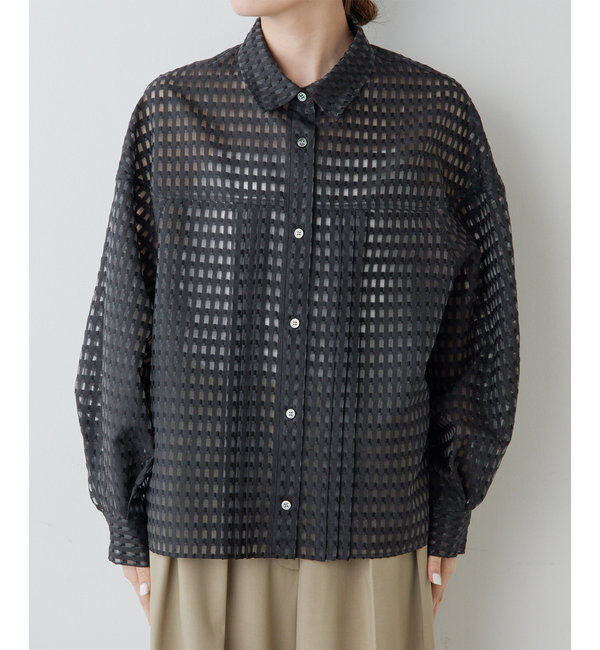  「シースルーチェックボリュームスリーブシャツ」|シャツ・ブラウス|