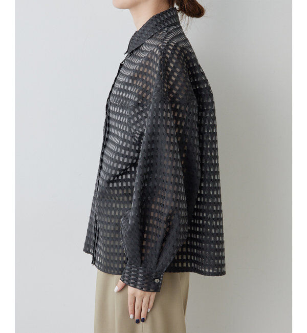  「シースルーチェックボリュームスリーブシャツ」|シャツ・ブラウス|