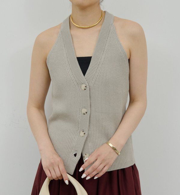  「リブホルターニット」|ニット・セーター|ベージュ