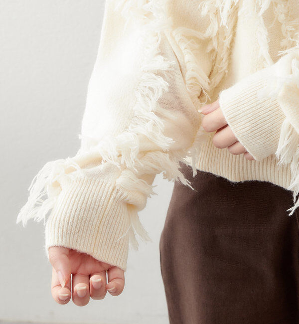  「【新色追加/ブラウン】フリンジニット」|ニット・セーター|