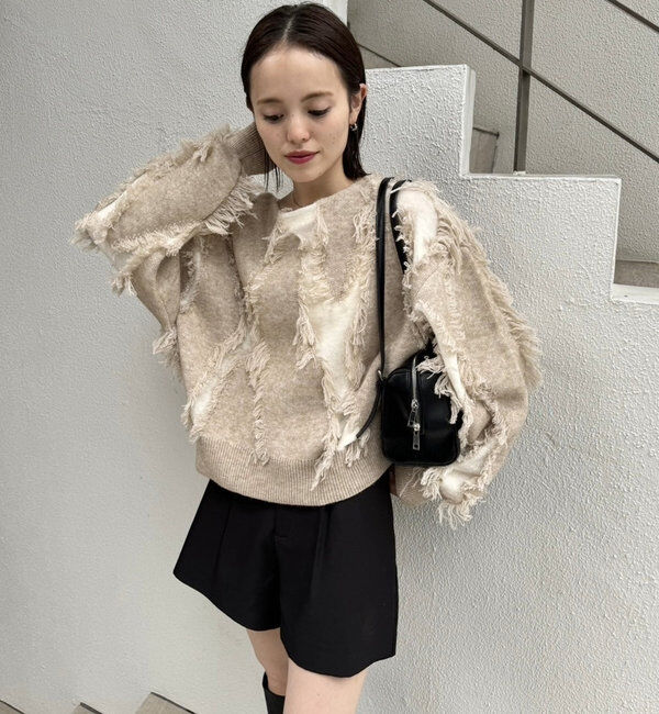  「【新色追加/ブラウン】フリンジニット」|ニット・セーター|