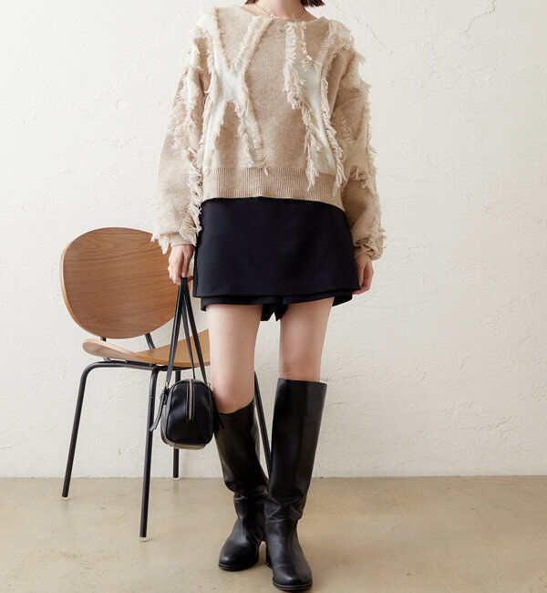  「【新色追加/ブラウン】フリンジニット」|ニット・セーター|