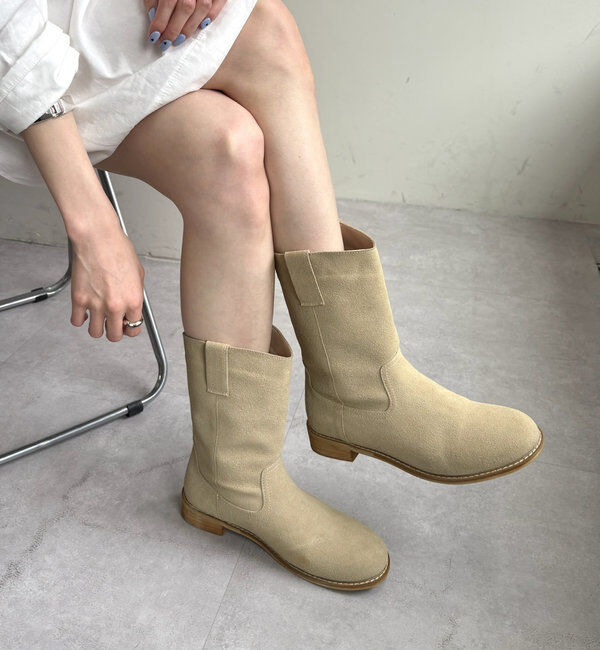  「ラウンドミドルブーツ」|ショートブーツ|