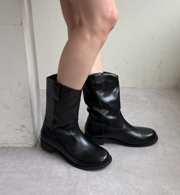  「ラウンドミドルブーツ」|ショートブーツ|