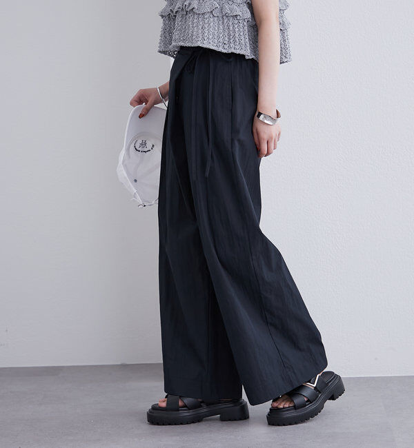  「ラップタックワイドパンツ」|チノ|ブラック