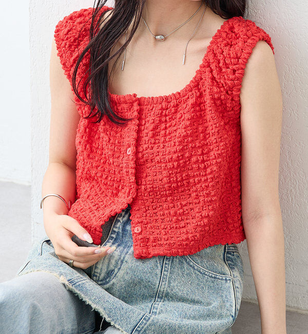  「シャーリングスクエアショートタンク」|シャツ・ブラウス|