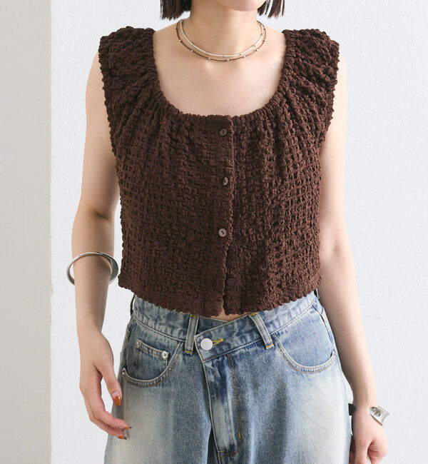  「シャーリングスクエアショートタンク」|シャツ・ブラウス|