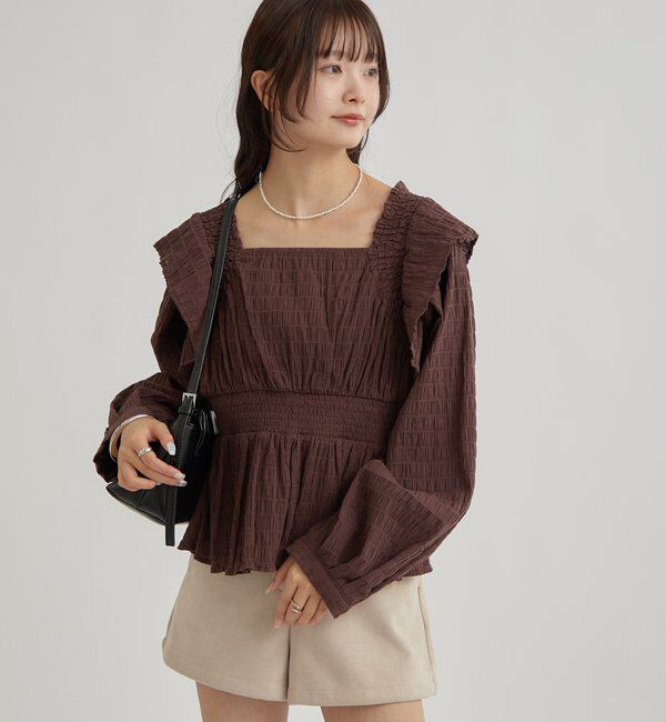  「スクエアシャーリングブラウス」|シャツ・ブラウス|
