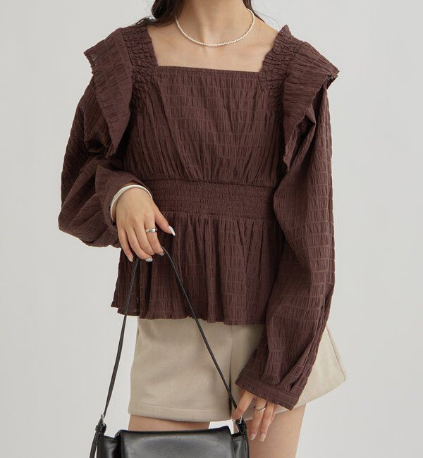  「スクエアシャーリングブラウス」|シャツ・ブラウス|