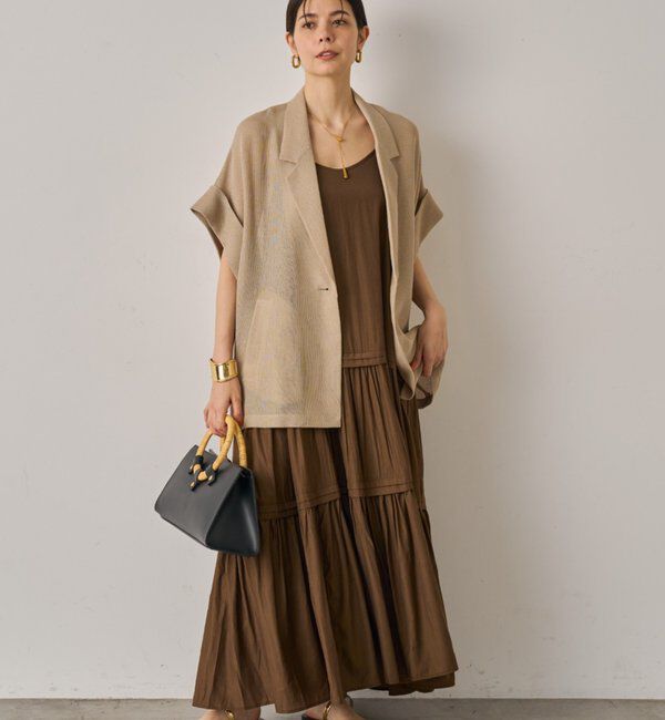  「【3サイズ展開】サテンティアードキャミワンピース」|ワンピース|