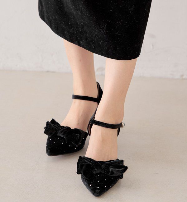  「リボンビジューミュール」|パンプス|