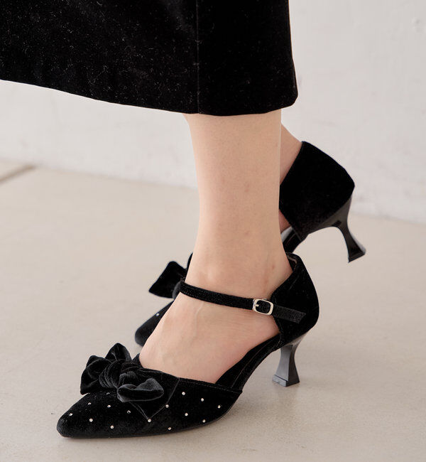  「リボンビジューミュール」|パンプス|