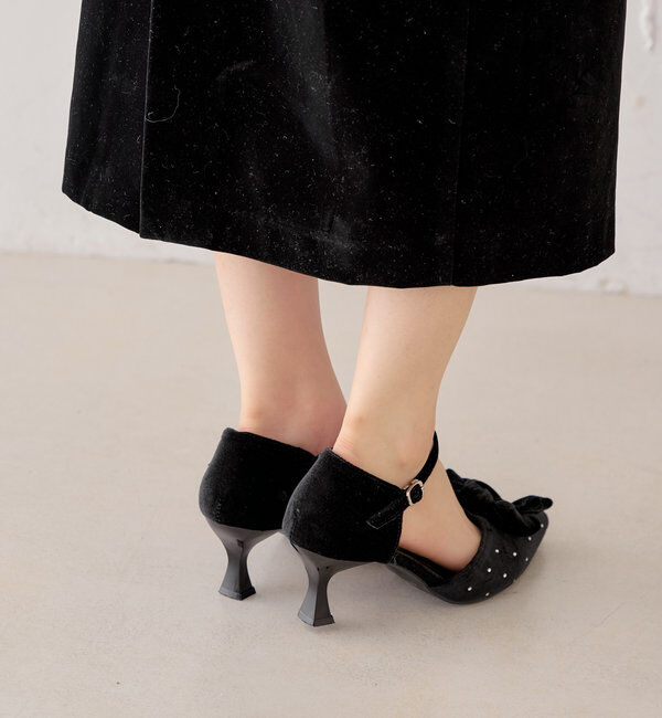  「リボンビジューミュール」|パンプス|