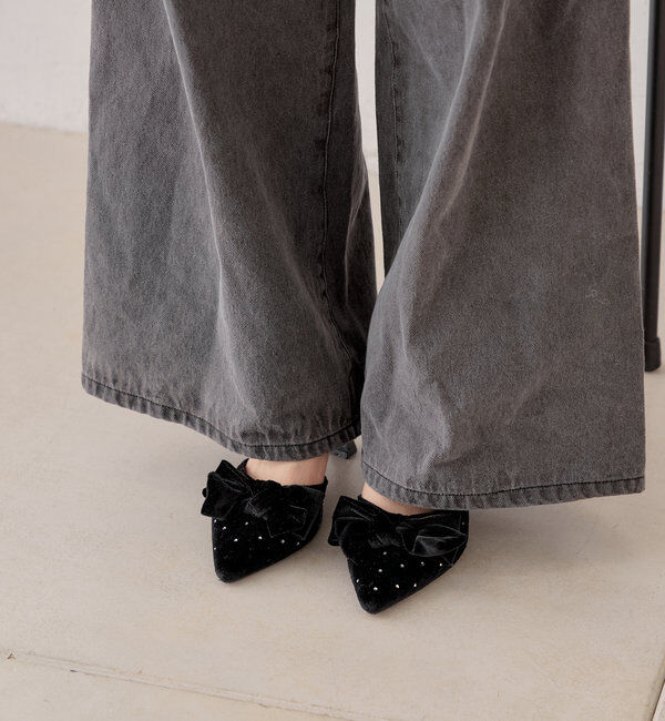  「リボンビジューミュール」|パンプス|