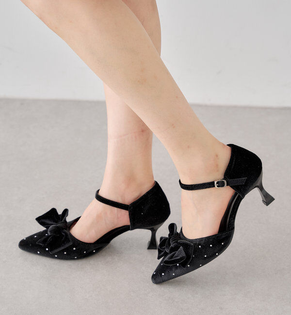  「リボンビジューミュール」|パンプス|