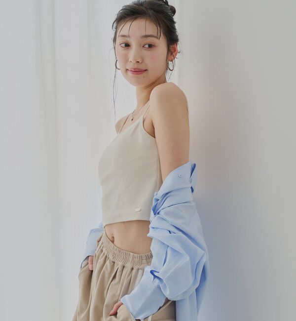  「【6色展開】バックオープンリブキャミ」|キャミソール|