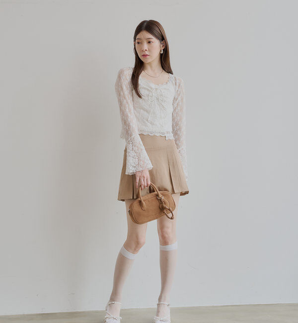  「レイヤード風レースロンT」|Tシャツ・カットソー|