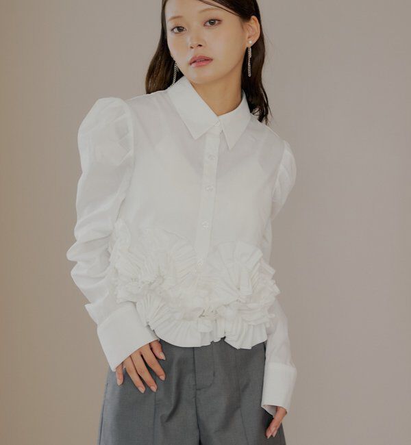  「【SALON by Chico】裾フリルデザインヘムブラウス」|シャツ・ブラウス|
