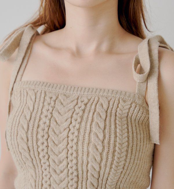  「ケーブルリボンキャミ+ボレロセット」|ニット・セーター|