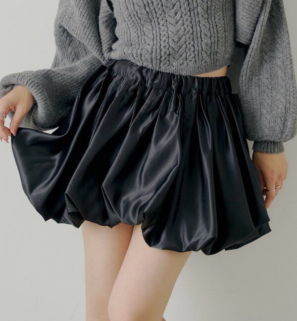  「ボリュームフレアバルーンスカート」|スカート|ブラック