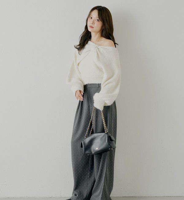  「シャギーリボンデザインニット」|ニット・セーター|