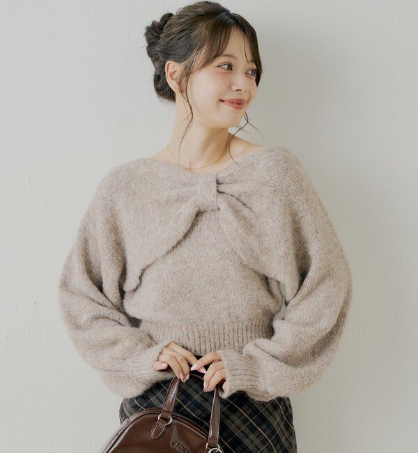  「シャギーリボンデザインニット」|ニット・セーター|