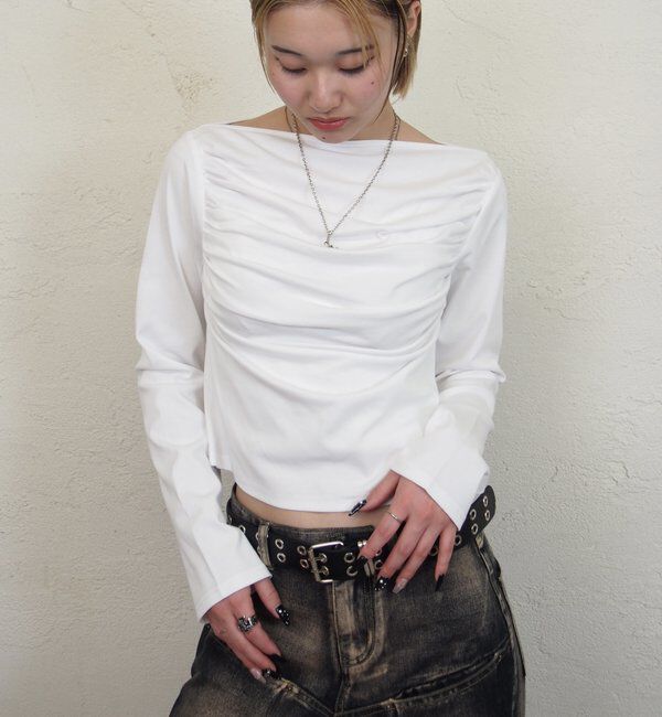  「ギャザーオフショルトップス」|Tシャツ・カットソー|