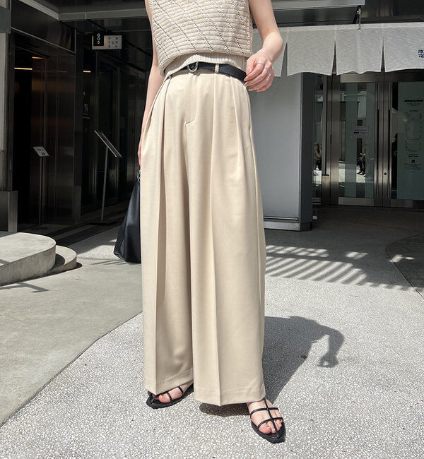  「【累計2万本突破！】【低身長・高身長サイズあり】2タックワイドパンツ」|チノ|ベージュ