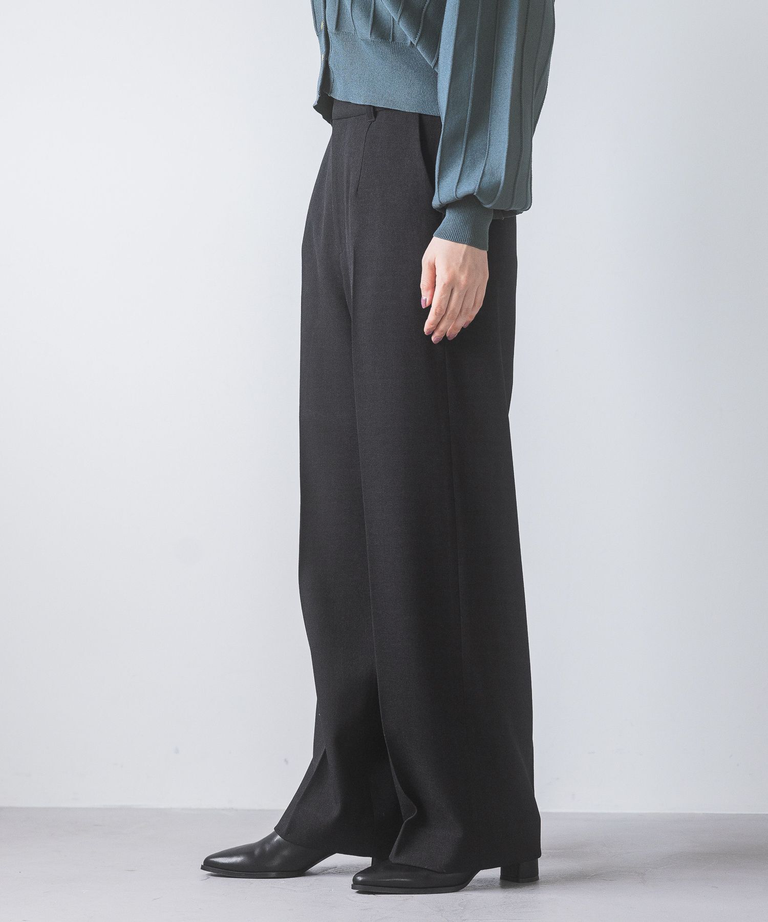 A part by 「【セットアップ対応】Wライクストレートパンツ」|スラックス|ブラック