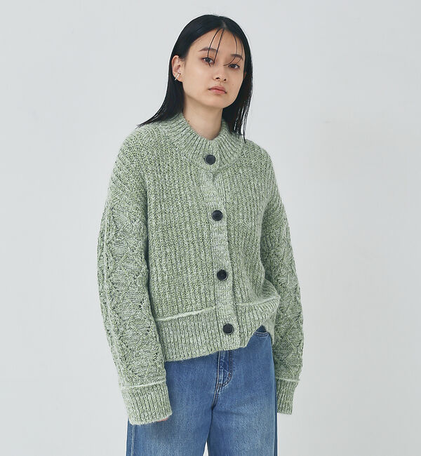 collex「ミックスヤーンボックスショートカーディガン」|カーディガン|グリーン
