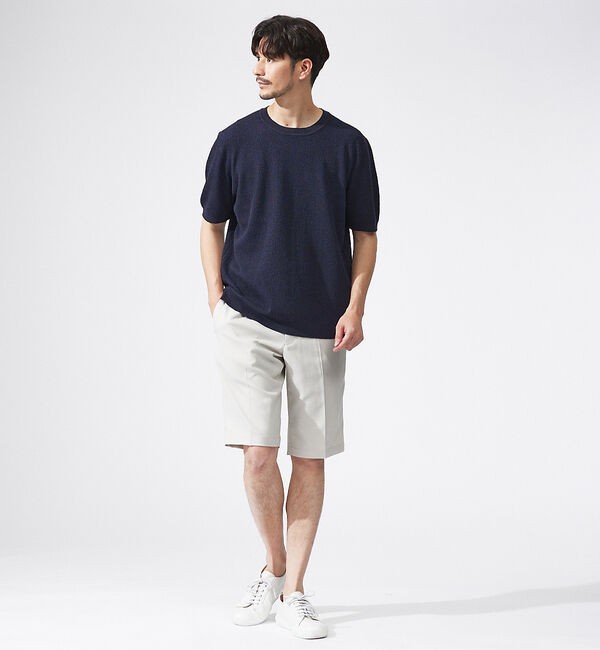 ABAHOUSE「針抜き プレーティング ニットTシャツ」|Tシャツ・カットソー|