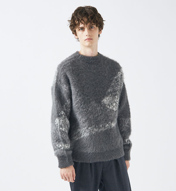 ABAHOUSE「【AH ABAHOUSE】アブストラクト シャギーニット」|ニット・セーター|グレー