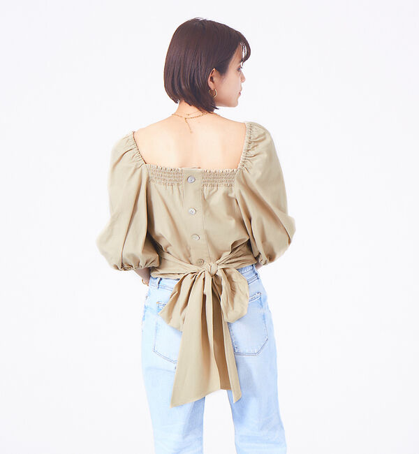 Rouge vif「【セットアップ対応】リボンボリュームスリーブブラウス」|シャツ・ブラウス|