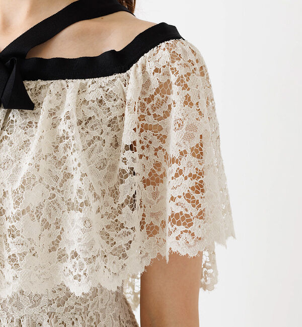 Rouge vif「バイカラーリボン レースワンピース」|ワンピース|