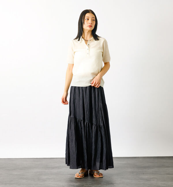 Rouge vif「【MICA&DEAL/マイカアンドディール】sheer knit polo sh」|シャツ・ブラウス|