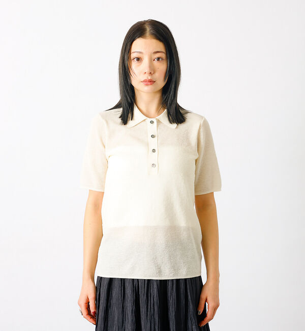 Rouge vif「【MICA&DEAL/マイカアンドディール】sheer knit polo sh」|シャツ・ブラウス|